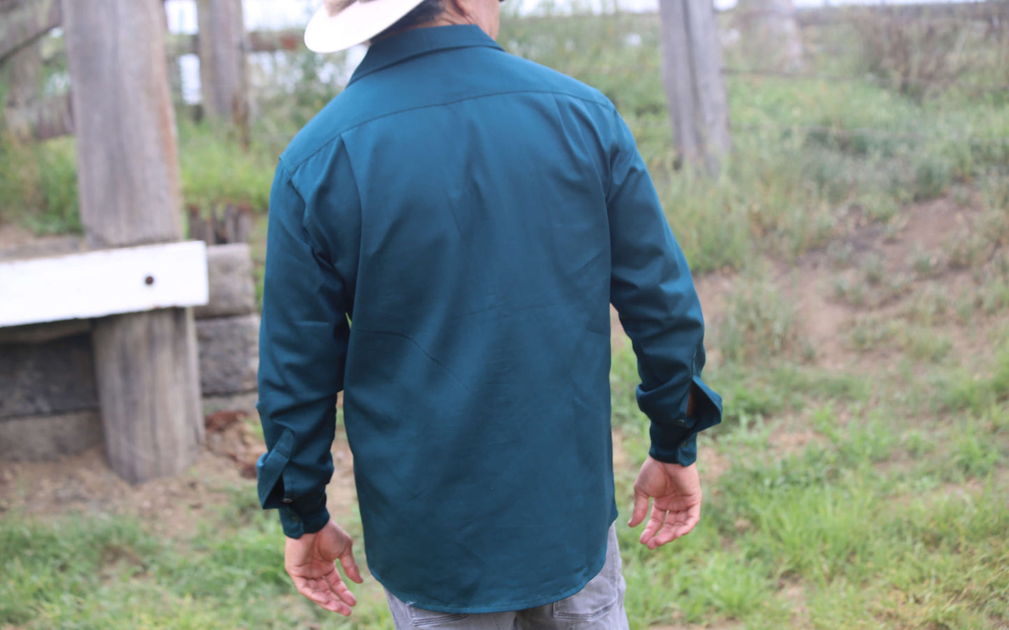 Droving Bottle Green Long Sleeve Drill Shirt