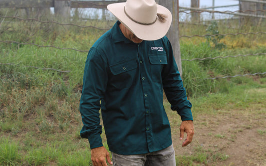 Droving Bottle Green Long Sleeve Drill Shirt